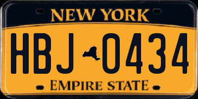 NY license plate HBJ0434