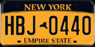 NY license plate HBJ0440