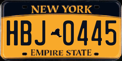 NY license plate HBJ0445