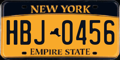NY license plate HBJ0456