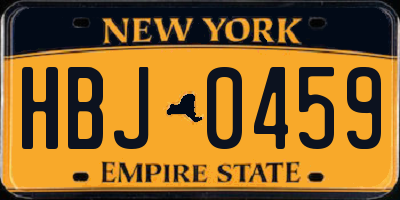 NY license plate HBJ0459