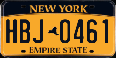 NY license plate HBJ0461