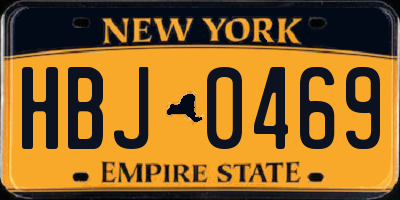 NY license plate HBJ0469
