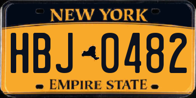 NY license plate HBJ0482