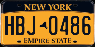 NY license plate HBJ0486