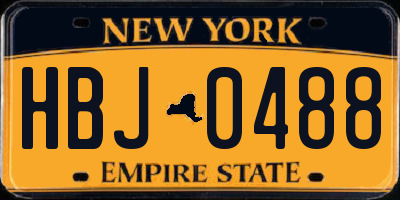 NY license plate HBJ0488