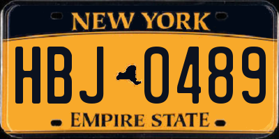 NY license plate HBJ0489