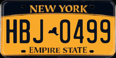 NY license plate HBJ0499