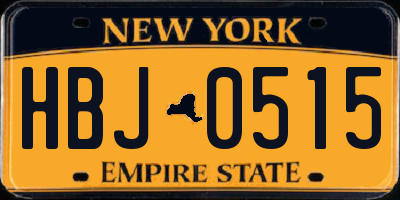 NY license plate HBJ0515