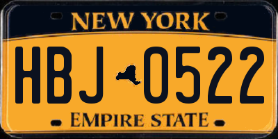 NY license plate HBJ0522