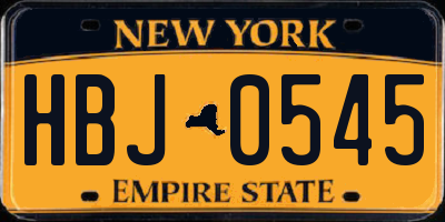 NY license plate HBJ0545