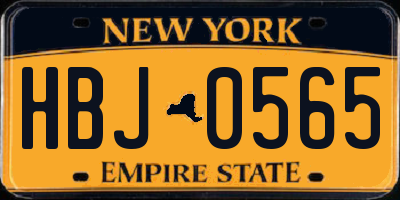 NY license plate HBJ0565