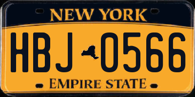 NY license plate HBJ0566