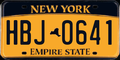 NY license plate HBJ0641