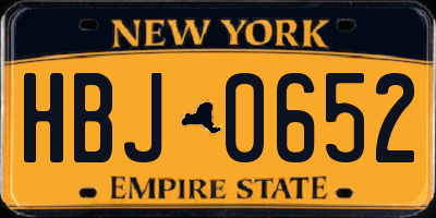 NY license plate HBJ0652