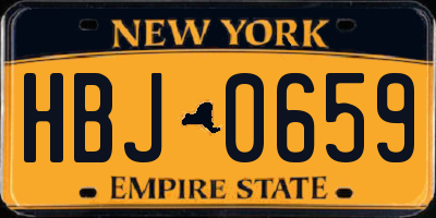 NY license plate HBJ0659