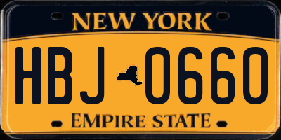 NY license plate HBJ0660