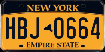 NY license plate HBJ0664