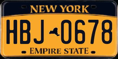 NY license plate HBJ0678