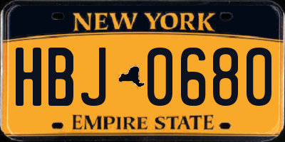 NY license plate HBJ0680