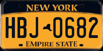 NY license plate HBJ0682