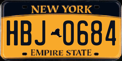 NY license plate HBJ0684