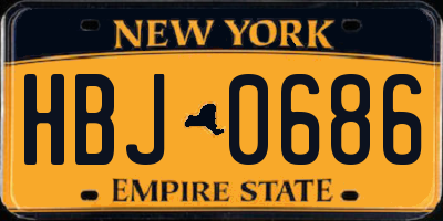 NY license plate HBJ0686