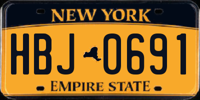 NY license plate HBJ0691