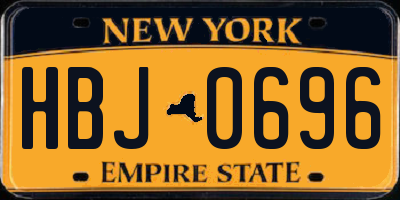 NY license plate HBJ0696