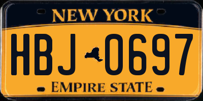 NY license plate HBJ0697