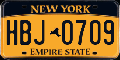 NY license plate HBJ0709