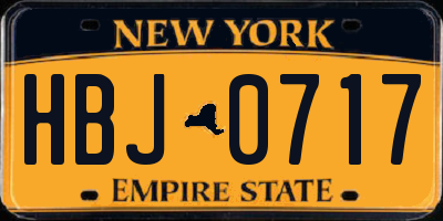 NY license plate HBJ0717