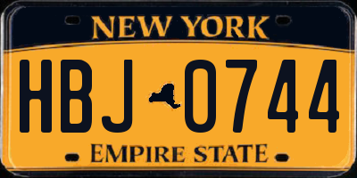 NY license plate HBJ0744