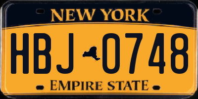 NY license plate HBJ0748