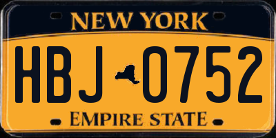 NY license plate HBJ0752