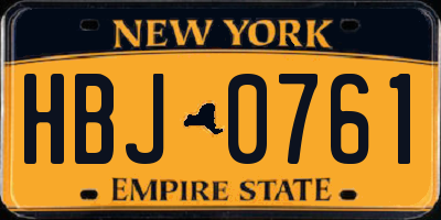 NY license plate HBJ0761