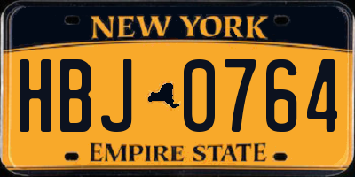 NY license plate HBJ0764