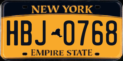 NY license plate HBJ0768