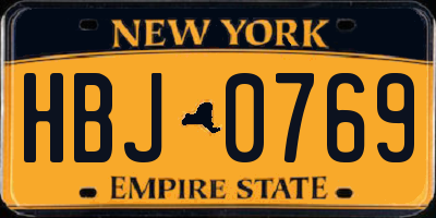 NY license plate HBJ0769