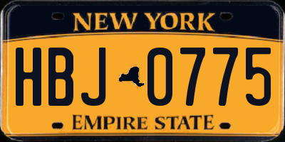 NY license plate HBJ0775