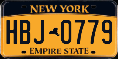 NY license plate HBJ0779