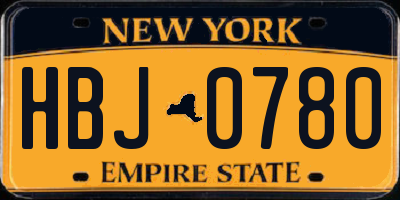 NY license plate HBJ0780