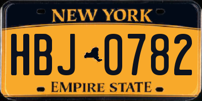 NY license plate HBJ0782