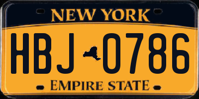 NY license plate HBJ0786