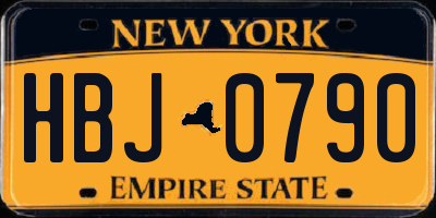 NY license plate HBJ0790