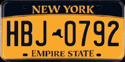 NY license plate HBJ0792