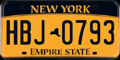NY license plate HBJ0793