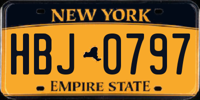 NY license plate HBJ0797