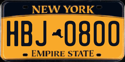 NY license plate HBJ0800