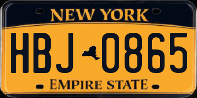 NY license plate HBJ0865